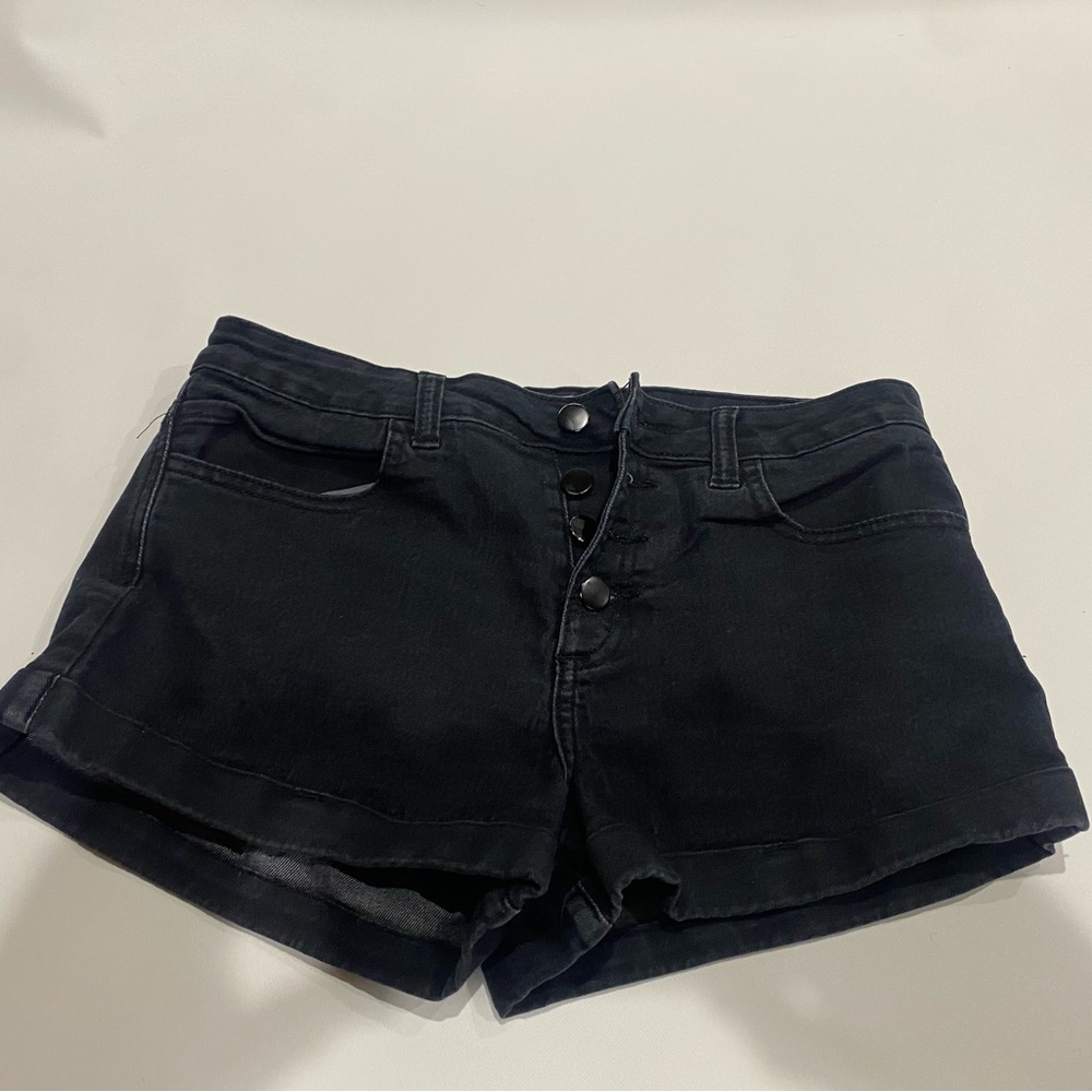 Forever 21 Black Jean Shorts- multi button- womens size 28- style 00104795